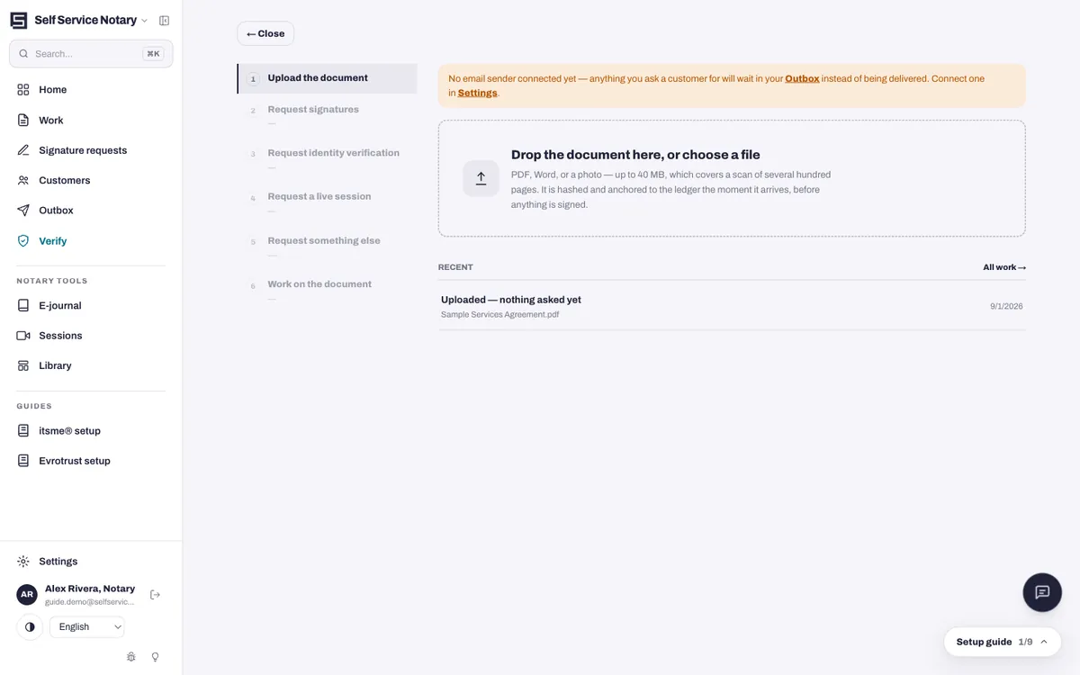 De uploadstap: een document komt binnen bij een nieuwe opdracht